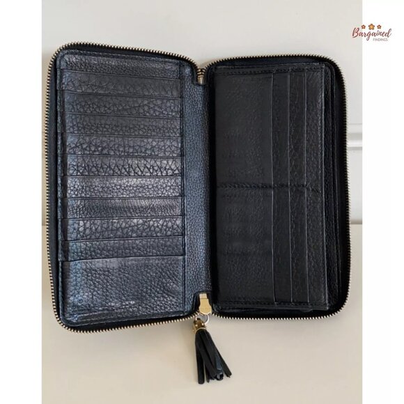Authentic GUCCI Black Pebbled Leather Soho Interlocking G Zip Around Long Wallet - Picture 11 of 13